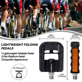 KABON Bicycle Pedal Foldable Non-Slip Bicycle Pedal Set with Reflectors Waterproof Bicycle Pedals Suitable for All Bicycle Types 9/16 Inch (Black)