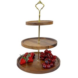 3 Tier Cupcake Stand, Farmhouse Rustic Tiered Serving Tray,3 Tier Serving Tray for Farmhouse Kitchen Decor,Wood Dessert Tray for Tea Party Wedding Server,Decorative Tiered Tray.Dessert Tower