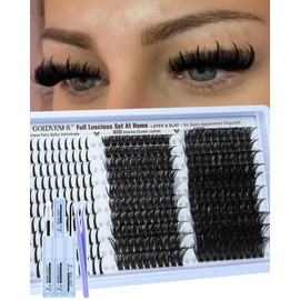 Goddvenus Lash Clusters Kit With Spikes Salon-Level Eyelashes Clusters 300Pcs DIY Spiky Cluster Eyelash Extensions Kit Manga Lashes Cluster Individuals 80D 100D D Curl 12-20MM