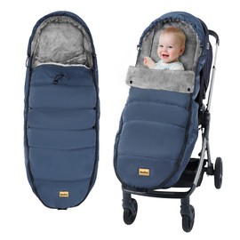 Zooawa Warm Bunting Bag Universal, Waterproof Baby Stroller Sleeping Bag for Cold Weather, Stroller Toddler Footmuff, Extra Thick, Fits 6-36 Months Baby, Indigo