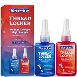 Thread Lock 50ml Blue and 50ml Red, Medium and Strong Strength Threadlocker, Fasteners Medium and High Strength Screw Compound to Prevent Loosening & Corrosion