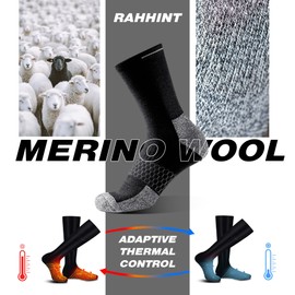 Merino Wool Work Boot Socks 3 Pairs Durable Compression Moisture Wicking Anti Blister Cushion Crew Outdoor Running Socks