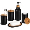 Juego de 5 accesorios de baño negros mate, dispensador de