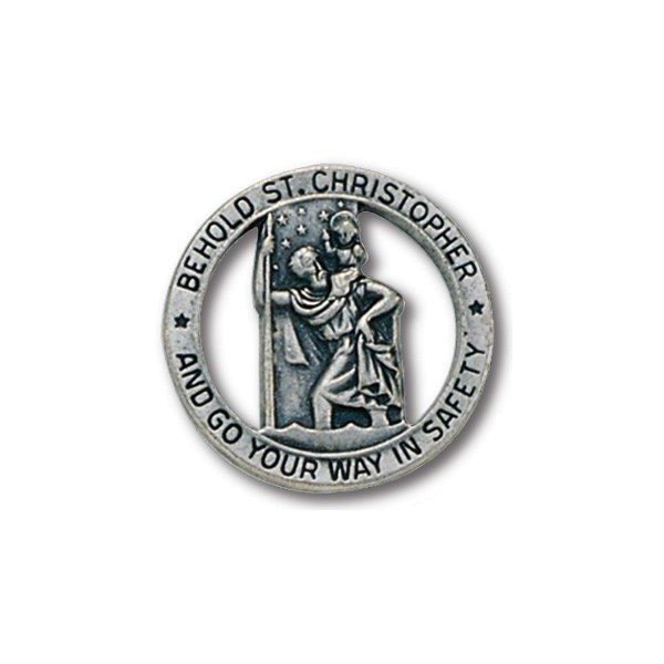 Round Pewter Saint Christopher Visor Clip Set of Two