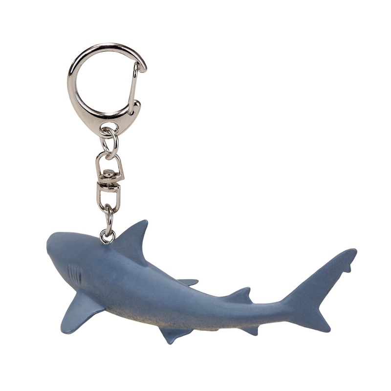 Mojo 387607 Great White Shark Animal Figure Keychain, gray