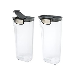 Progressive International ProKeeper+ Clear Plastic Airtight Food Baker's Kitchen Storage Organization Container Canister Set with Magnetic Accessories, 2- Piece Set (Pasta 2.4-Quart)