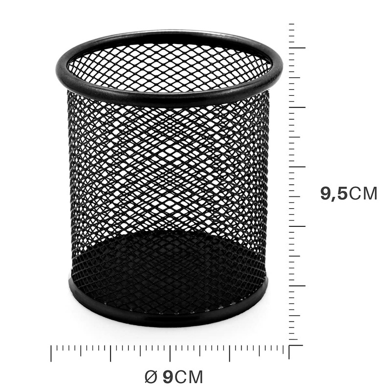 Waytex Black Metal Mesh Office Pen Holder Round Pen Holder