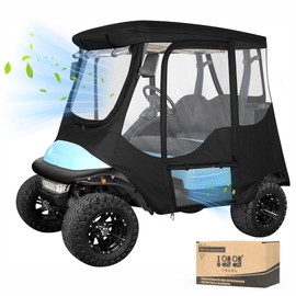 10L0L Golf Cart Enclosure for 2-Seat Club Car Precedent,Latest Upgrade Mosquito-Proof Nanofiber Mesh 600D Waterproof Golf Cart Rain Cover Driving Enclosure with Security Side Mirror Openings