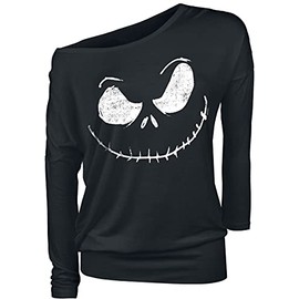 The Nightmare Before Christmas Jack Skellington Face Women's Long-Sleeved Shirt Black, black