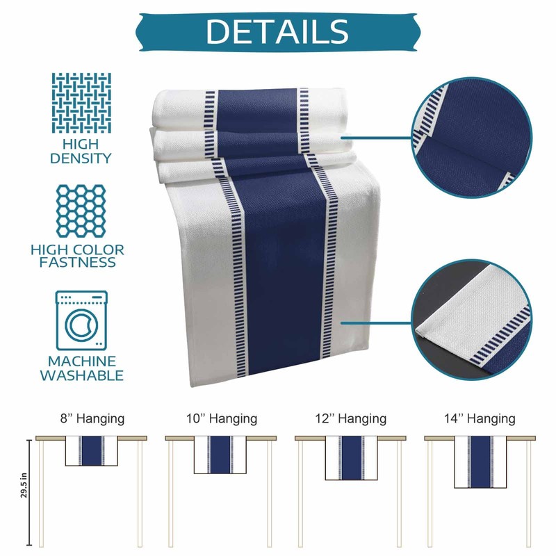 Modern Navy Blue Table Runners, Farmhouse Stripes Table Runner Dresser
