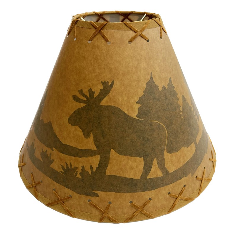 Rustic Oiled Kraft Laced Moose Lamp Shade - 14"