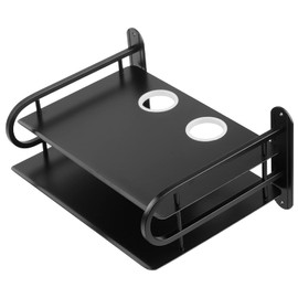 Z-Color Black Metal Double Wireless WiFi Router Storage Box/TV Set Box Shelf Wall Hanging Plug Board Bracket Cable Storage Organizer (Large)