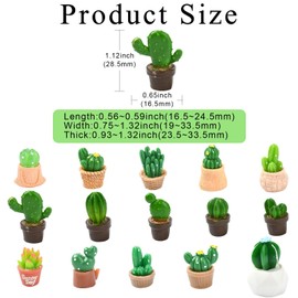 Stiesy 30 Pcs 15 Styles Miniature Plants Cactus Slime Charms Mini Resin Potted Plants Flatback Beads No Hole Artificial Tiny Greenery Ornament for DIY Jewelry Making House Decorations