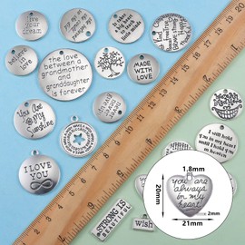 COGCHARGER 40 Pieces Inspirational DIY Charms Pendant Word Charm Tibetan Style Alloy Pendants for Jewelry Necklace Earring Making Crafts