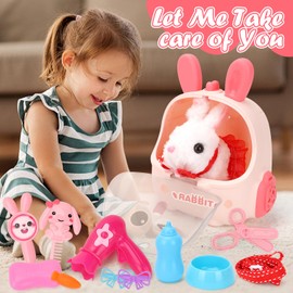 LINMANSHUO Sbunny Toys Interactive Electronic Pet, Hopping Wind Up Bunny, The Wiggles Toys for Toddlers, Pet Care Playset, Interactive Pet Gifts for Toddlers (YL001)