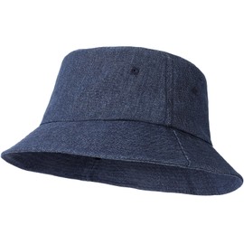 AYPOW Unisex XL/XXL Fishing Hat, Large Vintage Washed Denim Cotton Bucket Hat, Foldable Outdoor Sun Hat, Summer Hat, Bucket Hat, Fishing Hats, Leisure Hat, Camping, Travel, Hiking, Men and Women