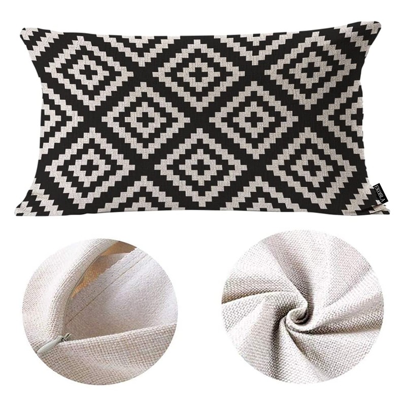 EKOBLA Black and White Accent Throw Pillow Covers Repeating Pattern