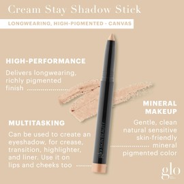 Glo Skin Beauty Cream Stay Shadow Stick (Canvas) - Multi-Purpose Eyeshadow Mineral Makeup Can Also Be Used as Liner on Lips or Cheeks, 12-Hours of Wear
