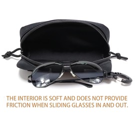 YUNCAIMAOYI Tactical Molle Glasses Case, Tactical Eyeglasses Case Shockproof Sunglasses Carrying Case Protective Box (Black)
