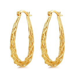 Senteria Oval creolen gold für Frauen Hypoallergene 14K vergoldete Creolen Leichte dicke gedrehte ohrringe