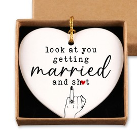 Wedding Gifts for Newlyweds Engagement Bride to Be Gifts Bachelorette Party Decorations for Bride Christmas Ceramic Heart Ornament