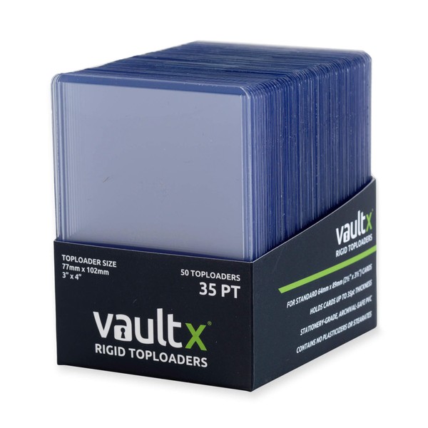 Vault X Premium Extra Thick Seamless Toploaders - 3" x 4" 35pt Rigid Card Holders for Trading Cards & Sports Cards (50 Pack)
