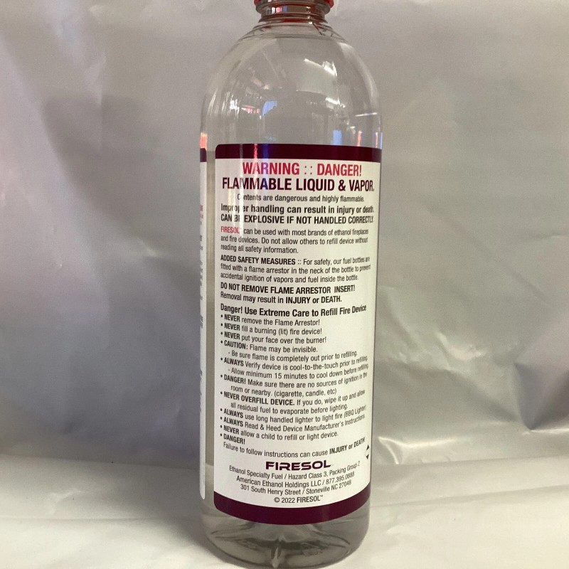 FIRESOL High Purity Ethanol 1 Liter - Bioethanol Fuel for