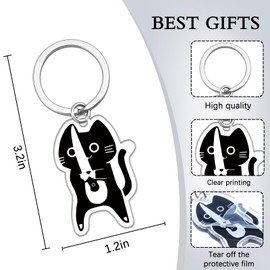 MOEXUKO Black Cat Keychain Funny Cat Mom Dad Gifts for Women Men Cats Lover Gifts for Women Cool Cats Gift Kitten Stuff for Friends Birthday Christmas Gift Kitten Themed Keyring