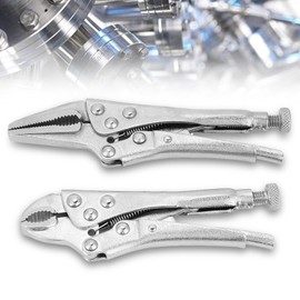 2 PCS Locking Pliers, Locking Pliers RT - R05 High Carbon Steel Vice Grips for welding Metal Bending Curved Jaw Alloy Steel Locking Pliers for Clamping Twisting Welding 4.3 & 4.9in Length