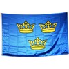 ROYAL SWEDEN FLAG (MEDIEVAL). THREE CROWNS. PREMIUM SATIN QUALITY. BIG