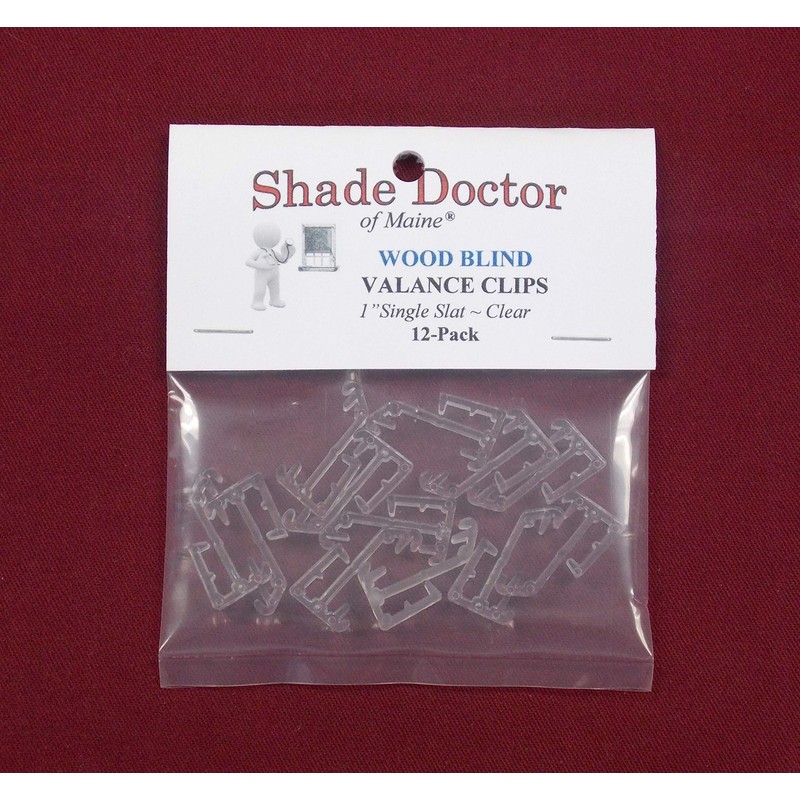 Clear WOOD BLIND CLIPS for Valances with a 1" Plastic