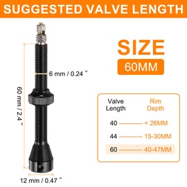 HARFINGTON 2pcs Tubeless Valve Stems 60mm Aluminum Alloy Tubeless Valve Super Light No Leak Durable with 4 Hole and Caps Fit Most Bicycle Tubeless Rims, Black