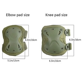 AOUTACC Tactical Combat Knee & Elbow Protective Pads Set for Outdoor CS Paintball Game Cycling Safety Skateboarding Gear Skates Knee Protection Guard Pads (Green)