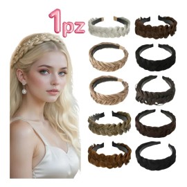 Diadema De Trenza Cabello Sintético Realista Semirigida 1p F Café Medio