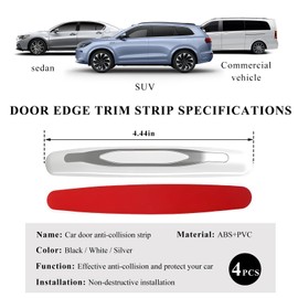 DXNQ 4 PCS Car Door Edge Guards, Anti-Scratch Door Edge Guards Trim Strip with Self Adhesive, Car Door Protector Bumper Guards for Most Cars Trucks SUVs, Exterior Car Accessories (White)
