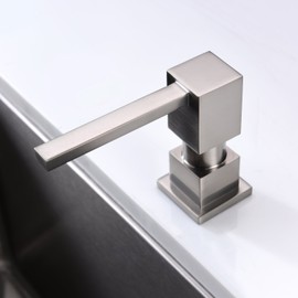 FONVETH Soap Dispenser for Kitchen Sink, Built in Square Pump Brushed Nickel 17 OZ Modern Design Kitchen Sink Countertop Soap Dispenser