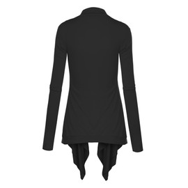 LL WSK849 Women's Long Sleeve Lightweight Draped Front Open Asymmetrical Cardigan XXXL Black