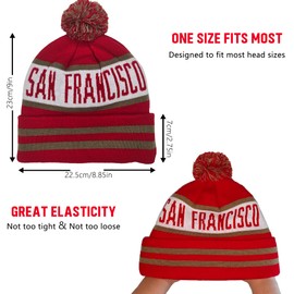 City Classic Cuff Beanie Hat Cuffed Winter Hat Knit Toque Skull Cap Red&Yellow