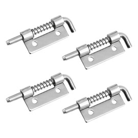 304 Stainless Steel Spring Pin Loaded Locking Latch Pack of 4 - Compact Latch Lock Left Made of 304 Stainless Steel for Doors, Cabinets or Containers, Sliding Bolt Stainless Steel, Rustproof and