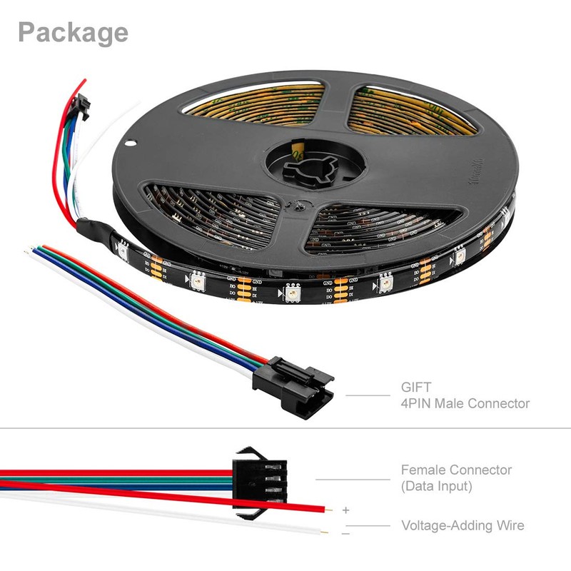 BTF-LIGHTING WS2815 Upgraded WS2812B Individually Addressable 16.4ft 150Pixels/LEDs RGB LED