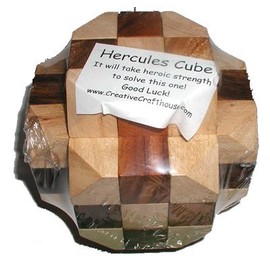 Hercules Cube Wood Brain Teaser Puzzle - Large