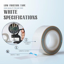 MEBMIK 1 Roll 1 Inch x 33 Feet Low Friction Drawer Slide Tape - Surface Protection for Drawer, Cabinet, Curtain, Furniture - White