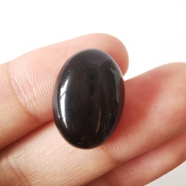Lovionus89 18 x 13 mm Oval Cabochons Flatback Crystal Stone Gemstones Beads for Jewellery Making DIY Pack of 10, Black Obsidian