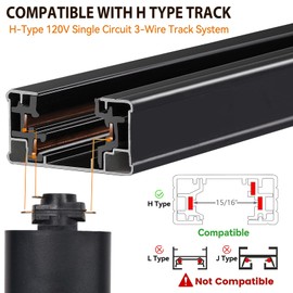 Bulb Replaceable 7.5W H Type Track Lighting Heads, 5500K Cool White No Flicker CRI90+, Dimmable Bright Track Lighting Fixtures Ceiling for Accent Task Wall Art Exhibition, Black 12 Pack