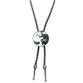 COOLLA Bolo Tie Rodeo Cowboy Leather Necktie Western Necklace for Men,Women Leather Necklace with Turquoise Stone (Cat)