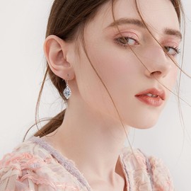 URONE Leaf Earrings 925 Sterling Silver Abalone Shell Leaf Dangle Earrings Leaf jewelry Gifts for Women