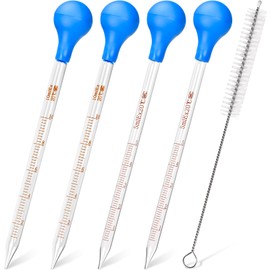 HATANSE 4 x Glass Pipettes Dropper, Drip Pipettes, Pipette Glass, Transfer Pipette, Glass Pipette, Measuring Pipettes, 5 ml 10 ml with Drop Brushes
