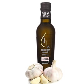 Pellas Nature, Organic Garlic Infused Greek Extra Virgin Olive Oil, Gold Award, Kosher, 8.5 oz. (250 ml), glass bottle