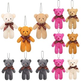 Teddy Bear Plush Pendant, 12pcs/set Cute Little Bear Stuffed Animal Pendant Doll, Keychain Pendant, Birthday Gift, Party Favor Bag Accessories:_Fawn Brown_one-size