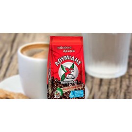 Loumidis Greek Ground Coffee Papagalos Traditional Decaf 2 Pack (3.4 Ounces)